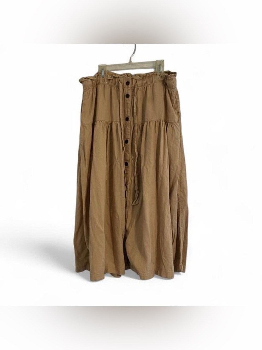 Universal Thread Women's L Linen Rayon Paperbag Waist Moana Tiered Midi Skirt